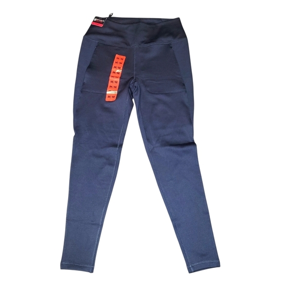 Spyder Pants - 4/25 Spyder Deep Blue Active Leggings Fleece Lined High Rise Moto Medium NWT